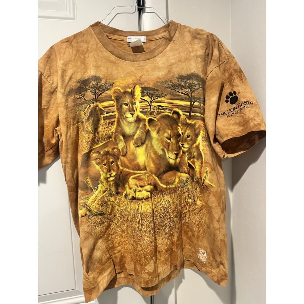 Vintage Liquid Blue Lion Family Shirt Lion Habitat MGM Grand Men's L 2000